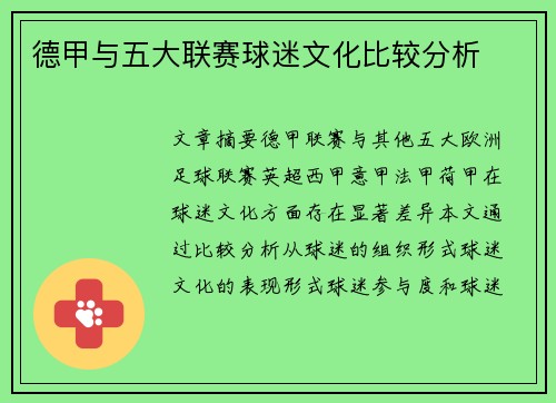 德甲与五大联赛球迷文化比较分析